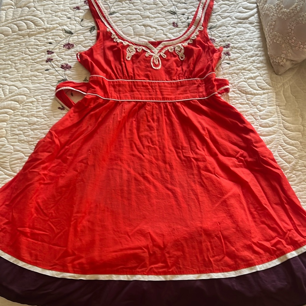 Anthropologie Floreat orangey red dress 12 - Picture 2 of 9